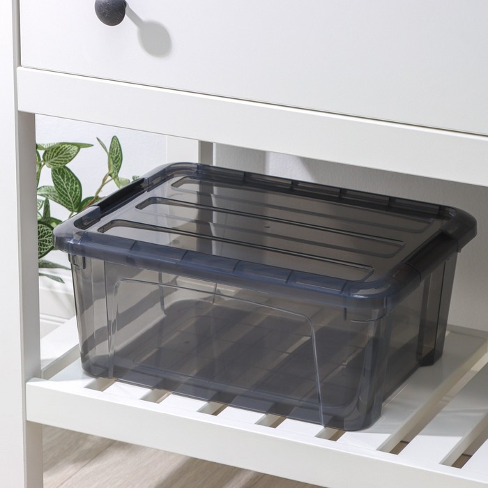 Контейнер для хранения с крышкой IDEA «Кип», 11 л, пластик, 37.5×28.5×16 см, чёрный, прозрачный - Фото 1