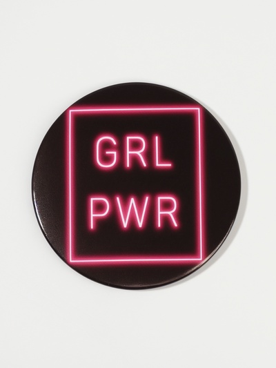 Зеркало карманное GRL PWR, d=7 см, PVC - коробка, чёрное