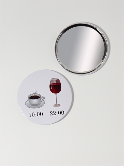 Зеркало карманное WINE NOT, d=7.5 см, рисунок МИКС