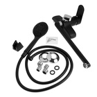 Смеситель для ванны ZEIN Z4052, излив 27 см, картридж 40 мм, с душевым набором, черный/хром - Фото 7