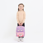 Рюкзак детский на молнии, 3 наружных кармана, цвет фиолетовый/розовый - фото 9736311