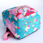 Рюкзак детский на молнии, 3 наружных кармана, цвет бирюзовый/розовый - фото 6862821