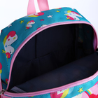 Рюкзак детский на молнии, 3 наружных кармана, цвет бирюзовый/розовый - Фото 5