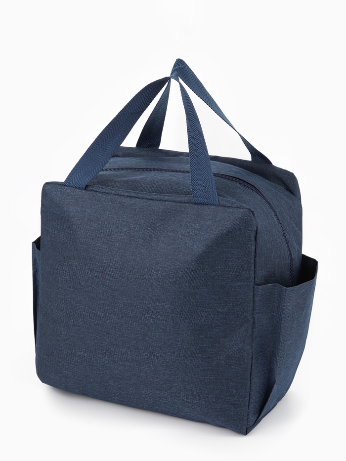 Термосумка на молнии, объём 8.7 л, 2 наружных кармана, цвет синий - Фото 1