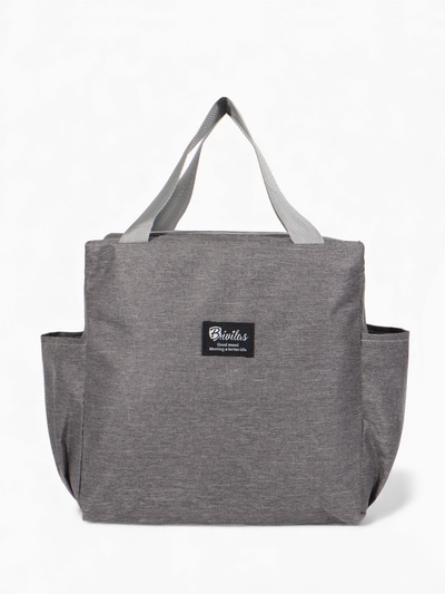 Термосумка на молнии, объём 8.7 л, 2 наружных кармана, серая