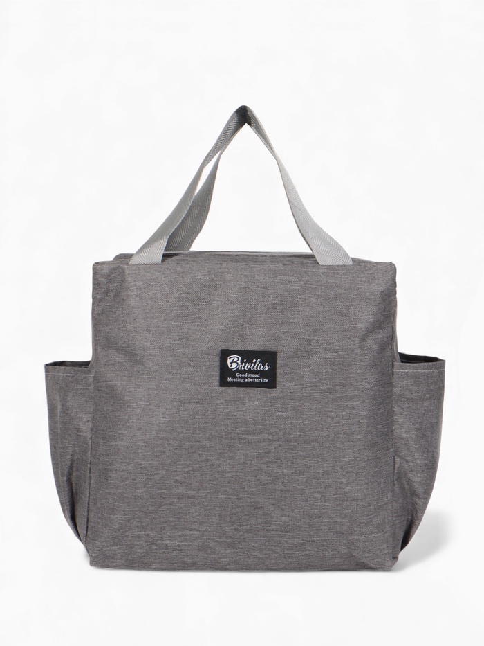 Термосумка на молнии, объём 8.7 л, 2 наружных кармана, серая - Фото 1