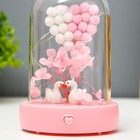 Ночник колба "Два лебедя" LED от батареек 3хААА розовый 9,5х9,5х16 см RISALUX - фото 22117275