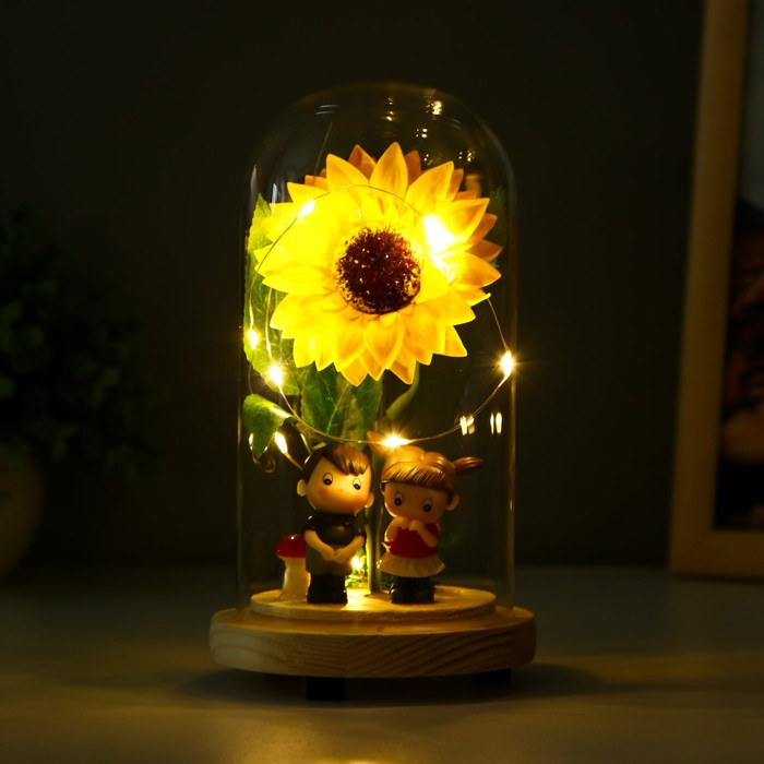 Ночник колба "Цветок" LED от батареек 3хLR44 10х10х18.5 см RISALUX - фото 1898892430