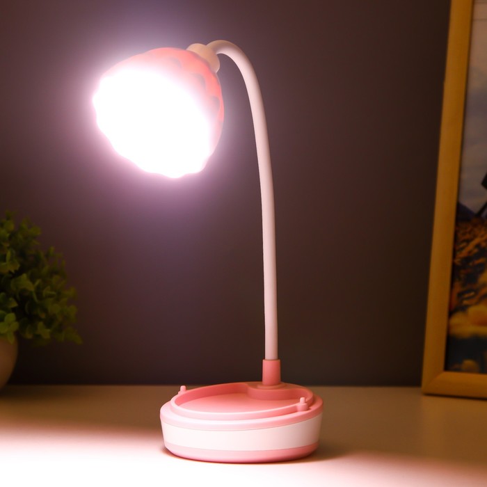 Настольная лампа "Лайни" LED 2Вт USB АКБ розовый 10,5x10,5x37 см RISALUX - фото 1907679240