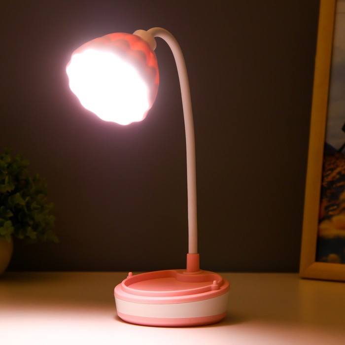 Настольная лампа "Лайни" LED 2Вт USB АКБ розовый 10,5x10,5x37 см RISALUX - фото 1907679241