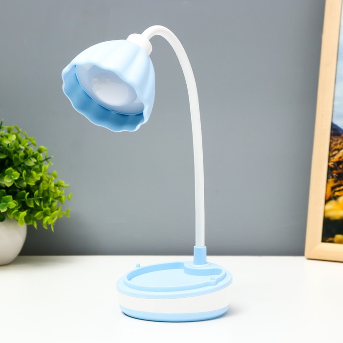 Настольная лампа «Лайни» LED 2 Вт USB АКБ синий 10.5×10.5×37 см RISALUX - Фото 1