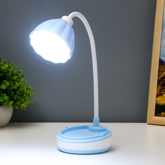 Настольная лампа "Лайни" LED 2Вт USB АКБ синий 10,5x10,5x37 см RISALUX - фото 1926653297