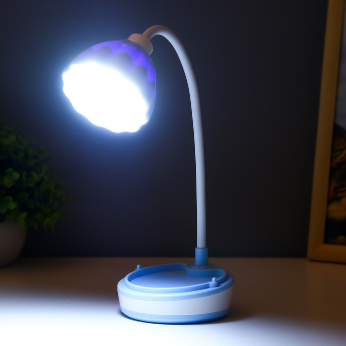 Настольная лампа "Лайни" LED 2Вт USB АКБ синий 10,5x10,5x37 см RISALUX - фото 1926653298