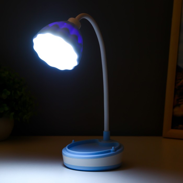 Настольная лампа "Лайни" LED 2Вт USB АКБ синий 10,5x10,5x37 см RISALUX - фото 1926653299