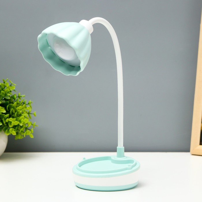 Настольная лампа «Лайни» LEd=2 Вт USB АКБ зелёный 10.5×10.5×37 см RISALUX - Фото 1