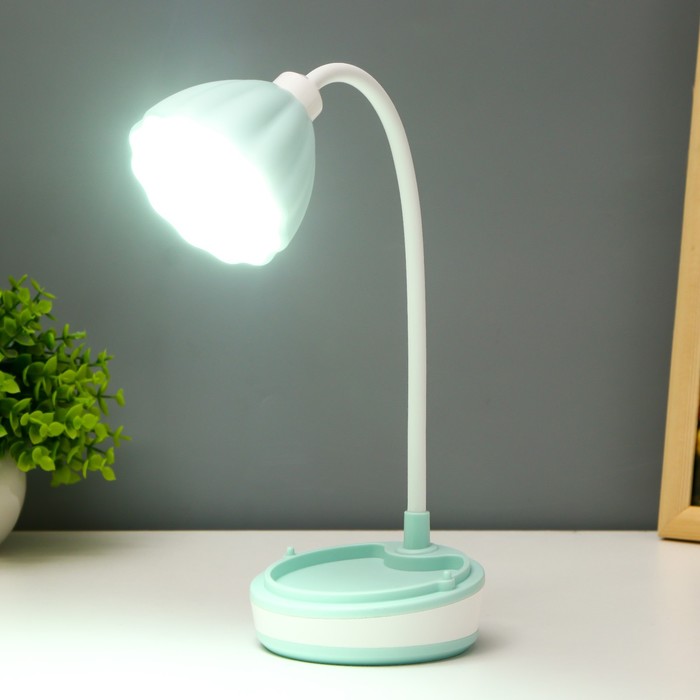Настольная лампа "Лайни" LED 2Вт USB АКБ зёлёный 10,5x10,5x37 см RISALUX - фото 1907679265