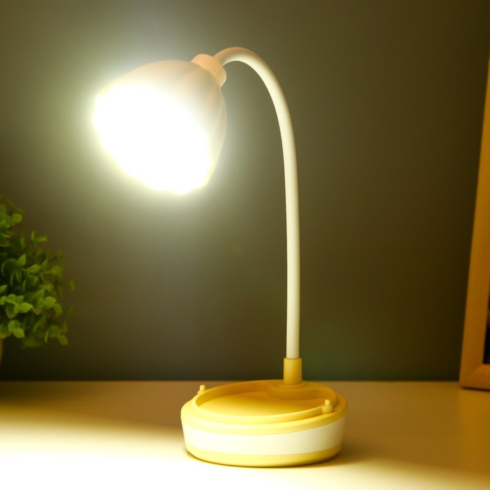 Настольная лампа "Лайни" LED 2Вт USB АКБ жёлтый 10,5x10,5x37 см RISALUX - фото 1907679279
