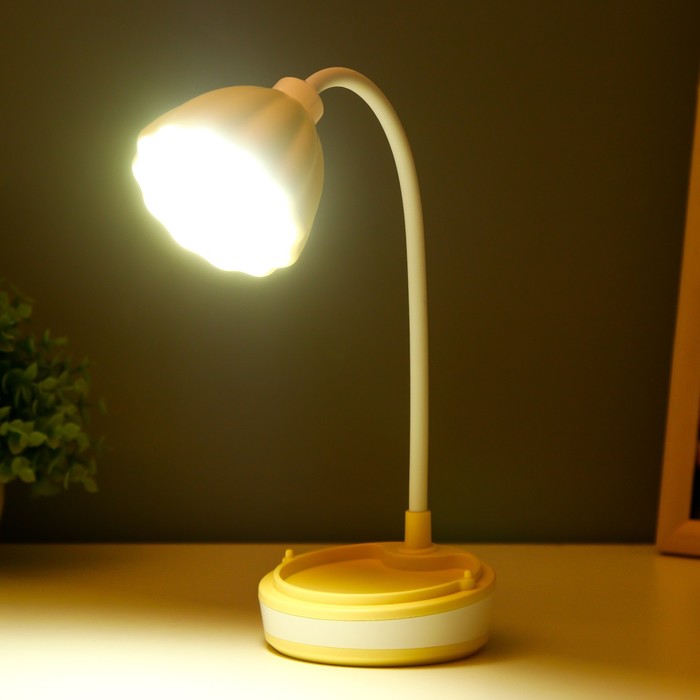 Настольная лампа "Лайни" LED 2Вт USB АКБ жёлтый 10,5x10,5x37 см RISALUX - фото 1907679280
