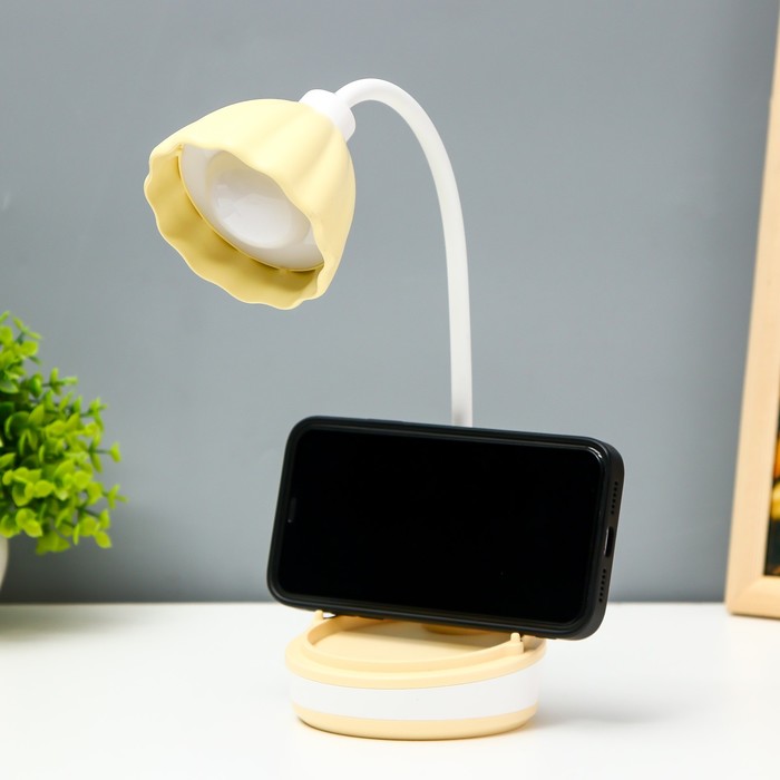 Настольная лампа "Лайни" LED 2Вт USB АКБ жёлтый 10,5x10,5x37 см RISALUX - фото 1907679281