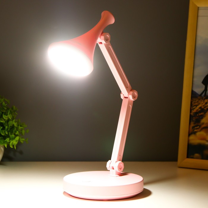 Настольная лампа "Джамбо" LED 2Вт USB АКБ розовый 13x13x34,5 см RISALUX - фото 1907679307
