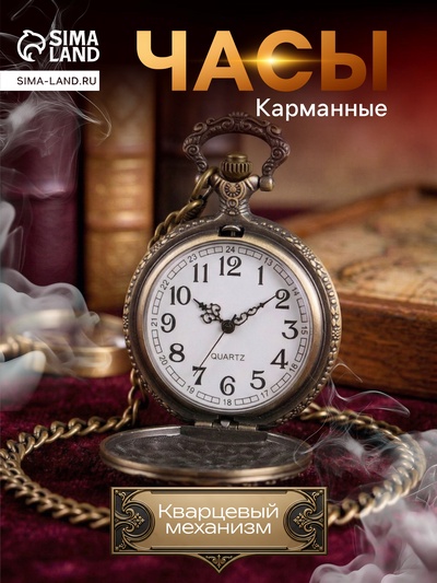 Часы карманные «Поезд», кварцевые, цепочка l-40 см, d=4.5 см