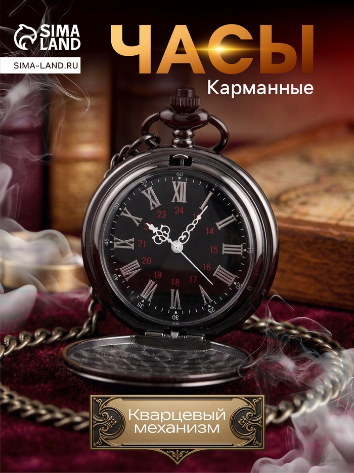 Часы карманные «Классика», кварцевые, цепочка 40 см, d=4.5 см - Фото 1