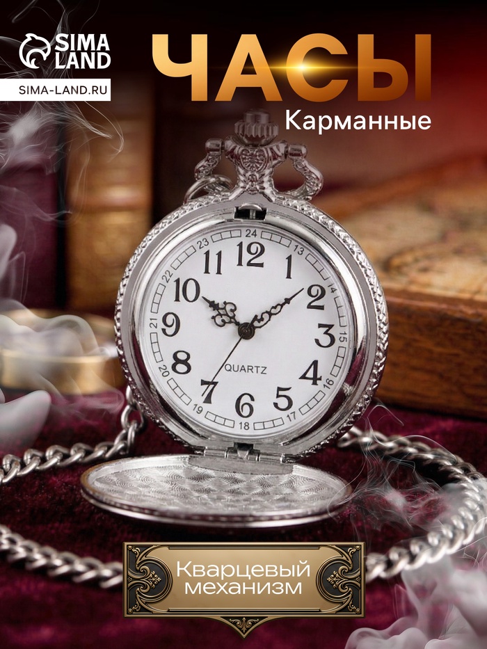 Часы карманные «СССР», кварцевые, цепочка l-40 см, d=4.5 см - Фото 1