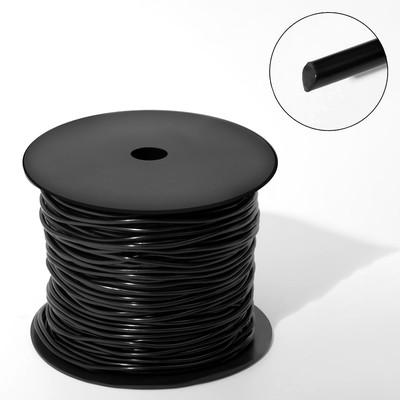 Шнур каучуковый на бобине, 80 м, неполый, d=2 мм, цвет чёрный