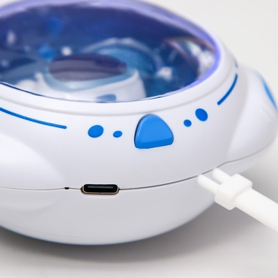 Ночник RISALUX «Космонавт», LED, согревающий, грелка для рук, USB, АКБ, 10×9×5.8 см, белый, синий
