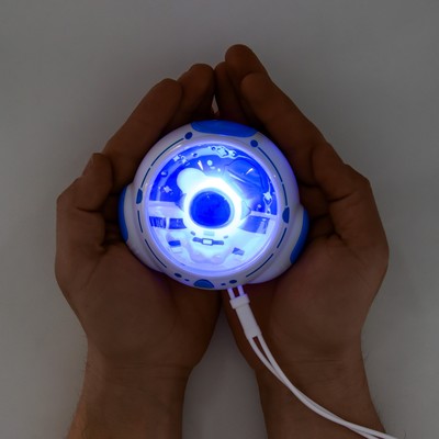 Ночник RISALUX «Космонавт», LED, согревающий, грелка для рук, USB, АКБ, 10×9×5.8 см, белый, синий