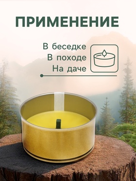 Ароматическая свеча уличная антимоскитная, 10?4.5 см, 120 г, 6 ч, цитронелла, жёлтый (комплект 2 шт)