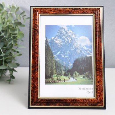 Фоторамка пластик "Офис 2" 10х15 см, карельская берёза