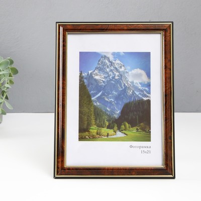 Фоторамка пластик "Офис" 15х21 см, карельская береза (стекло)