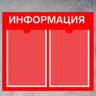 Информационный стенд «Информация» 2 плоских кармана А4, плёнка, цвет красный - Фото 2