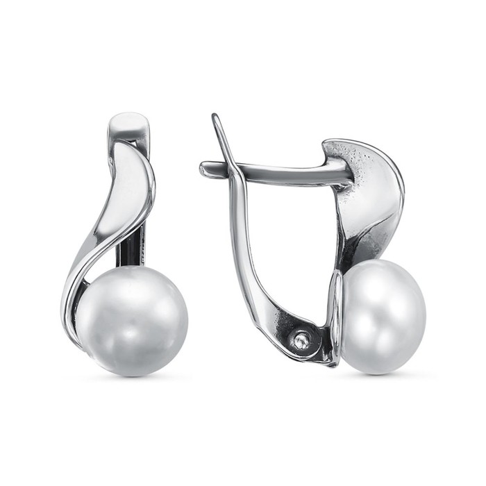 Серьги «Минимал» бусины, посеребрение с оксидированием - Фото 1