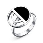 Кольцо «Минимализм» чёрный полукруг, посеребрение с оксидированием, 16,5 размер - фото 10378135