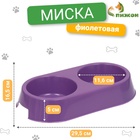 Миска пластиковая двойная 29.5×16.5×5 см, фиолетовая - Фото 2