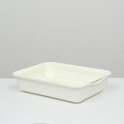 Туалет для кошек, 34.5×25.5×7.5 см, с сеткой, пластик, белый