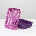 Туалет для кошек, 35.5×26×7 см, с сеткой, пластик, фиолетовый, розовая - Фото 6