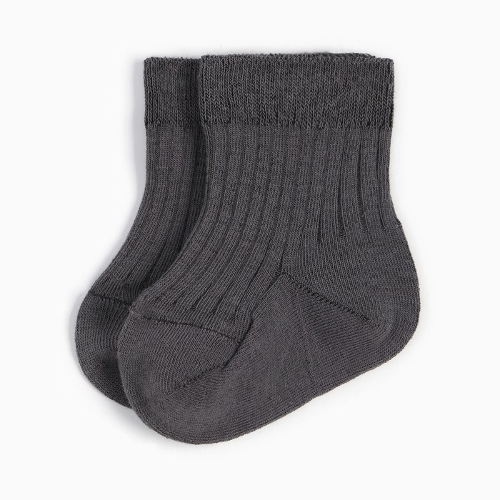 Носки детские Крошка Я BASIC LINE, 10-12 см, тёмно-серый - Фото 1