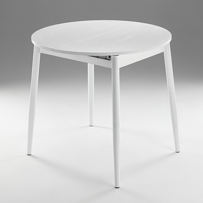 Стол раздвижной круглый "Орион мини", 800/1110х800х750, ноги металл белый/Белый - Фото 1