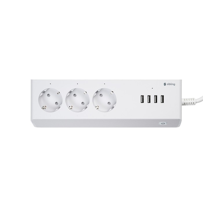 

Сетевой фильтр Sibling PS3U, 3 розетки и 4 USB, 1.2 м, 10 А, 2200 Вт и 10.5 Вт, цвет белый