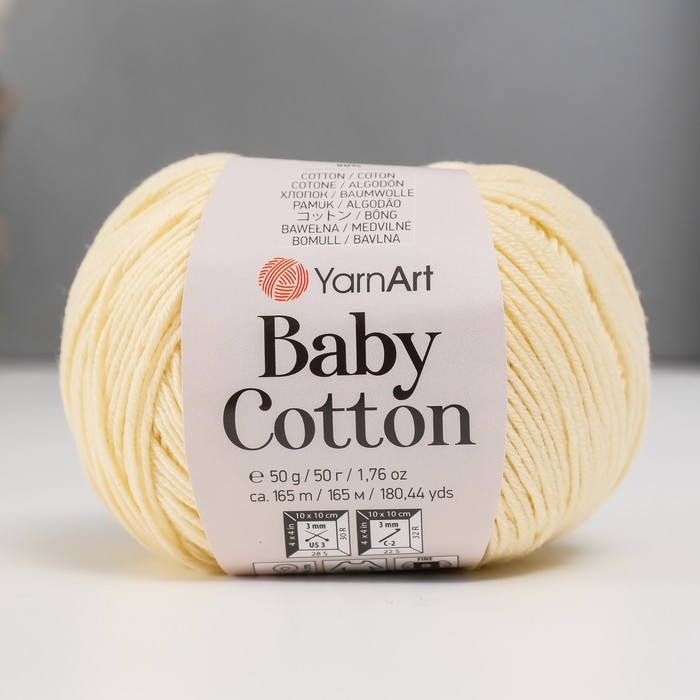 

Пряжа "Baby cotton" 50% акрил 50% хлопок 165м/50гр (402 суровый)