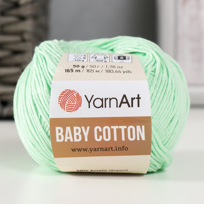 Пряжа "Baby cotton" 50% акрил 50% хлопок 165м/50гр (435 весна) - Фото 1
