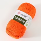 Пряжа для вязания спицами, крючком YarnArt, Eco Cotton, 80% хлопок, 20% полиэстер, 220 м/100 г, (800 оранжевый) 9554818 - фото 1679272