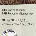 Пряжа для вязания спицами, крючком YarnArt, Eco Cotton, 80% хлопок, 20% полиэстер, 220 м/100 г, (777 коричневый) 9554822 - фото 1595820