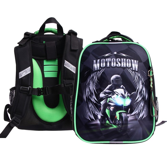 Рюкзак каркасный школьный 38×30×16 см, эргономичная спинка, Stavia «Мото» - Фото 1