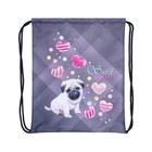 Мешок для обуви 430 х 340 мм, Stavia (плотность 600D с водоотталкивающей ПУ-пропиткой) "Мопс" - фото 24740742