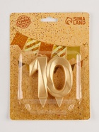 Свеча для торта юбилейная «Грань», цифра 10, золотой блеск, 8 см - Фото 5