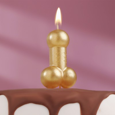 Свеча для торта "Фаворит" , 3,5х8 см, на шпажке, золотой